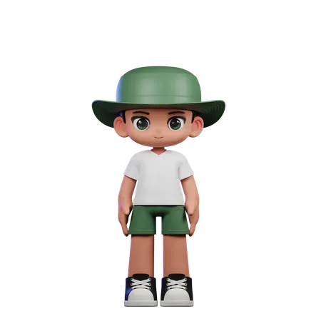 Cute Boy Giving Standing Cool Pose  3D Illustration