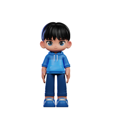 Cute Boy Giving Standing Cool Pose  3D Illustration