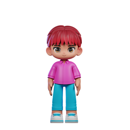 Cute Boy Giving Standing Cool Pose  3D Illustration