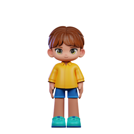 Cute Boy Giving Standing Cool Pose  3D Illustration