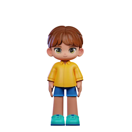 Cute Boy Giving Standing Cool Pose  3D Illustration