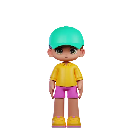 Cute Boy Giving Standing Cool Pose  3D Illustration