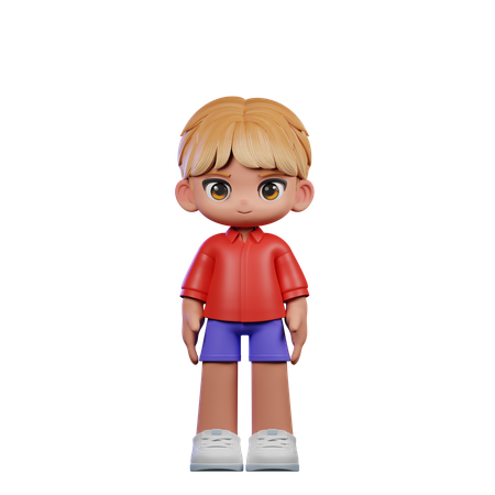 Cute Boy Giving Standing Cool Pose  3D Illustration