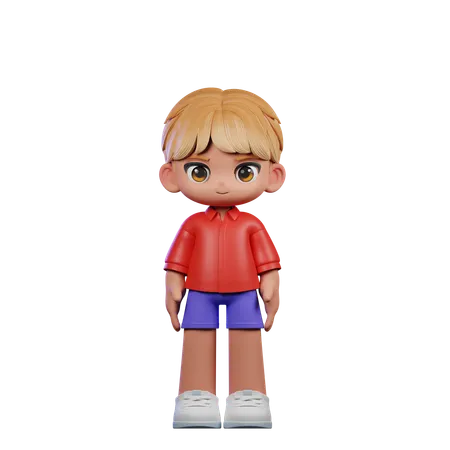 Cute Boy Giving Standing Cool Pose  3D Illustration