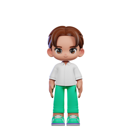 Cute Boy Giving Standing Cool Pose  3D Illustration