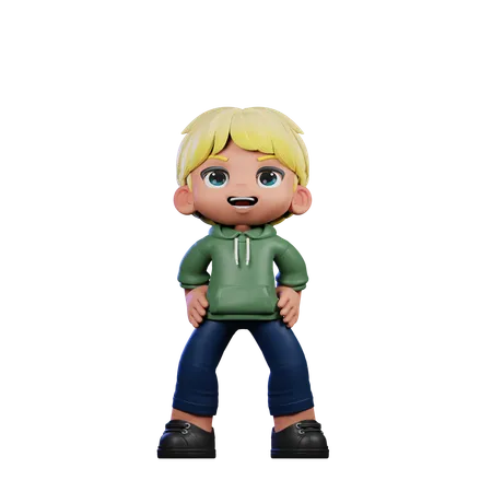 Cute Boy Giving Standing Laugh Pose  3D Illustration