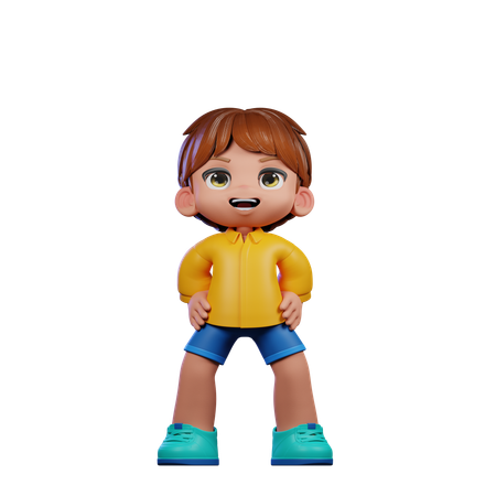Cute Boy Giving Standing Laugh Pose  3D Icon