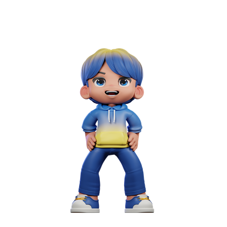 Cute Boy Giving Standing Laugh Pose  3D Illustration