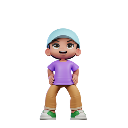 Cute Boy Giving Standing Laugh Pose  3D Illustration