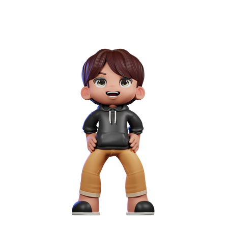 Cute Boy Giving Standing Laugh Pose  3D Illustration