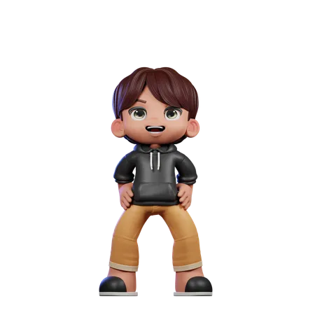 Cute Boy Giving Standing Laugh Pose  3D Illustration