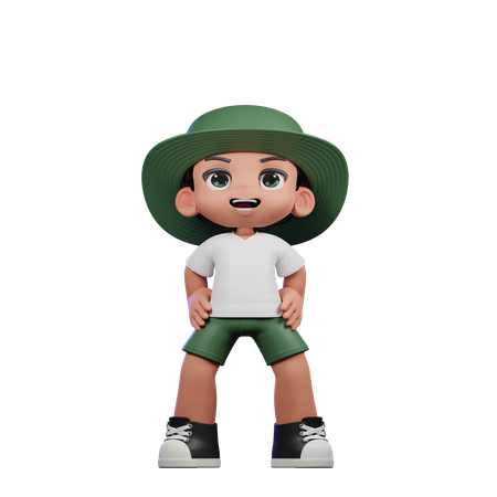 Cute Boy Giving Standing Laugh Pose  3D Illustration