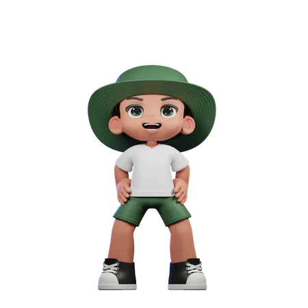 Cute Boy Giving Standing Laugh Pose  3D Illustration