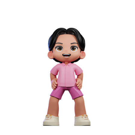 Cute Boy Giving Standing Laugh Pose  3D Illustration