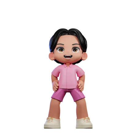 Cute Boy Giving Standing Laugh Pose  3D Illustration