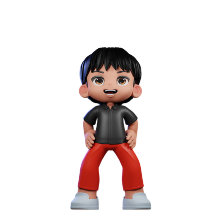 Cute Boy Giving Standing Laugh Pose  3D Illustration