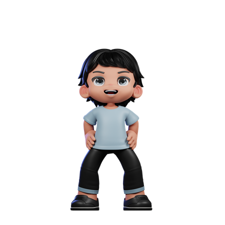 Cute Boy Giving Standing Laugh Pose  3D Illustration