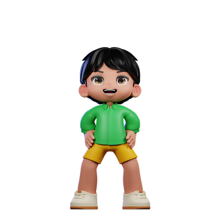 Cute Boy Giving Standing Laugh Pose  3D Illustration