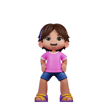 Cute Boy Giving Standing Laugh Pose  3D Illustration