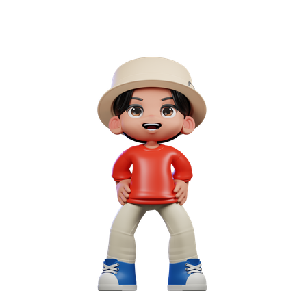 Cute Boy Giving Standing Laugh Pose  3D Illustration