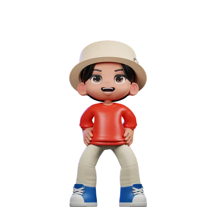 Cute Boy Giving Standing Laugh Pose  3D Illustration