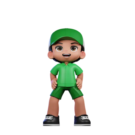 Cute Boy Giving Standing Laugh Pose  3D Illustration