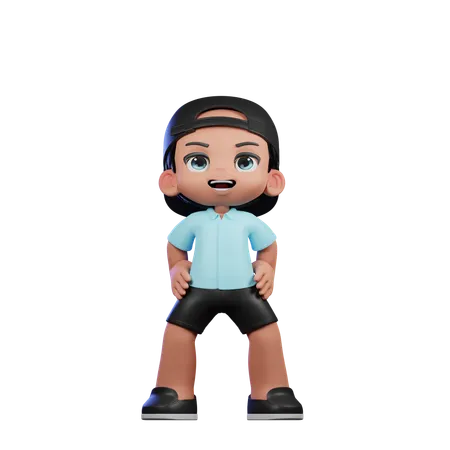 Cute Boy Giving Standing Laugh Pose  3D Illustration