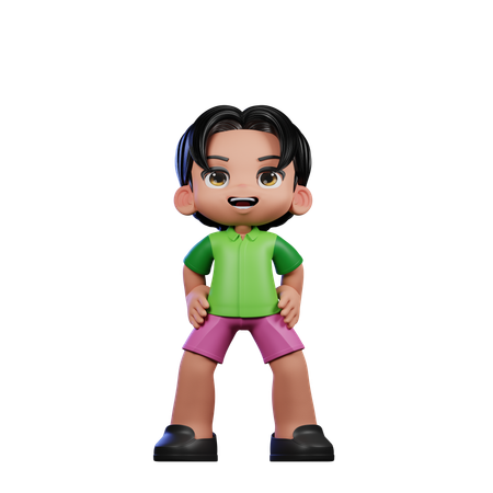 Cute Boy Giving Standing Laugh Pose  3D Illustration