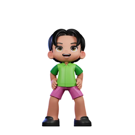 Cute Boy Giving Standing Laugh Pose  3D Illustration