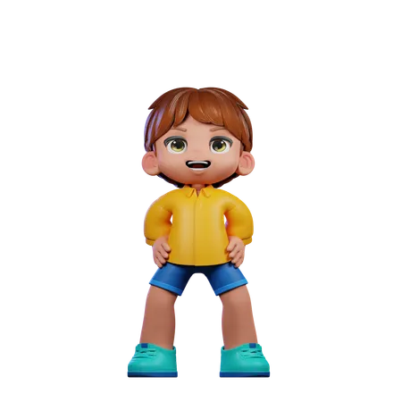 Cute Boy Giving Standing Laugh Pose  3D Illustration