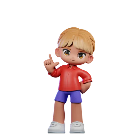 Cute Boy Giving Standing Pose  3D Illustration