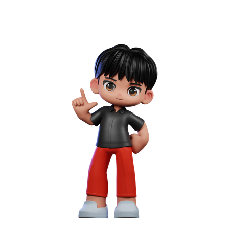 Cute Boy Giving Standing Pose  3D Illustration