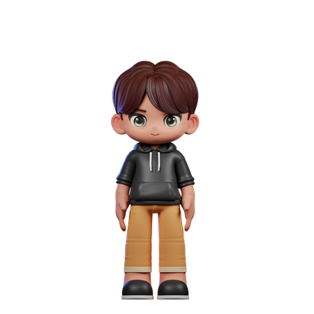 Cute Boy Giving Standing Pose  3D Illustration