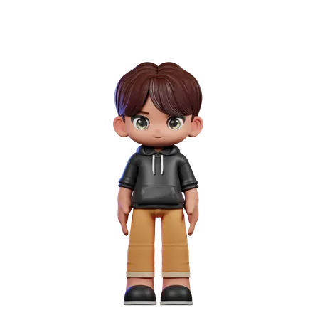 Cute Boy Giving Standing Pose  3D Illustration