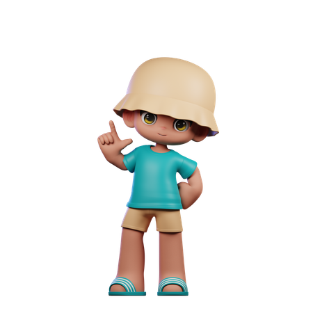 Cute Boy Giving Standing Pose  3D Illustration