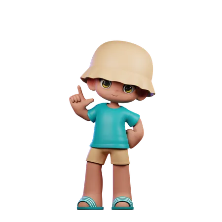 Cute Boy Giving Standing Pose  3D Illustration