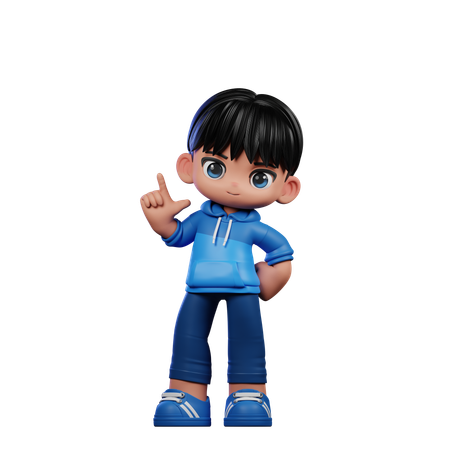 Cute Boy Giving Standing Pose  3D Illustration