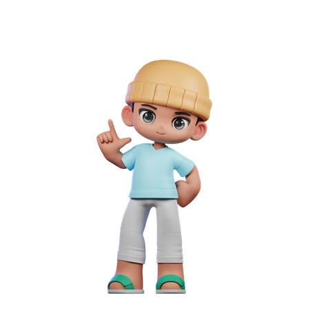 Cute Boy Giving Standing Pose  3D Illustration