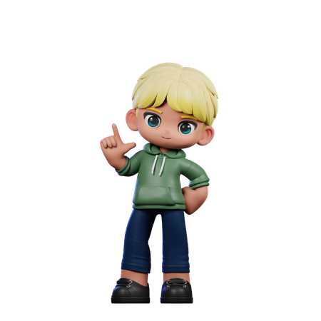 Cute Boy Giving Standing Pose  3D Illustration