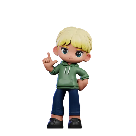 Cute Boy Giving Standing Pose  3D Illustration