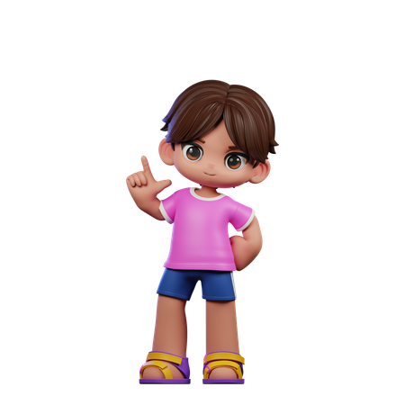 Cute Boy Giving Standing Pose  3D Illustration