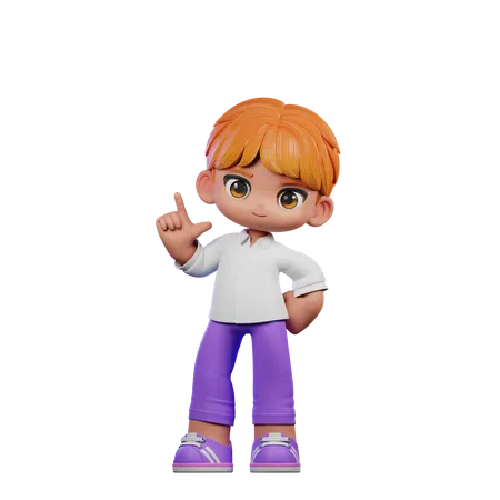 Cute Boy Giving Standing Pose  3D Illustration