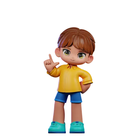 Cute Boy Giving Standing Pose  3D Illustration