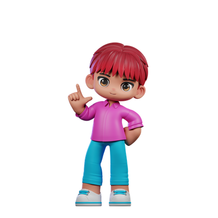 Cute Boy Giving Standing Pose  3D Illustration