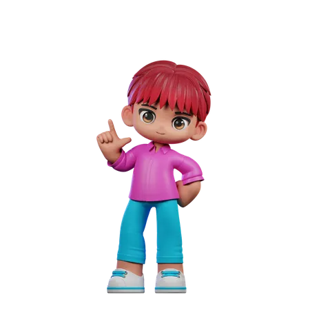 Cute Boy Giving Standing Pose  3D Illustration