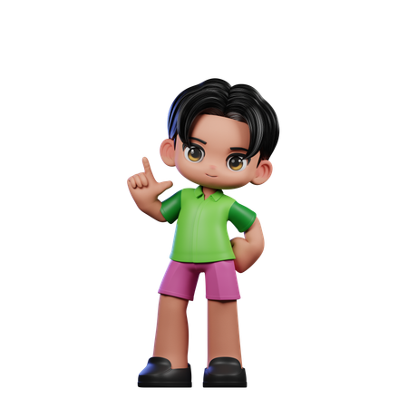 Cute Boy Giving Standing Pose  3D Illustration