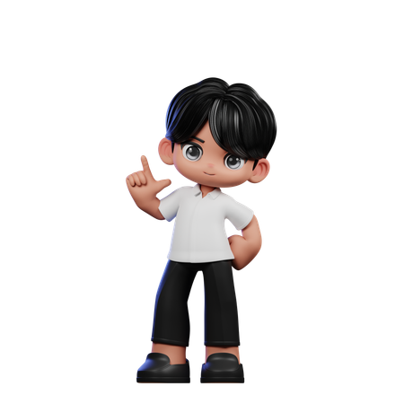 Cute Boy Giving Standing Pose  3D Illustration