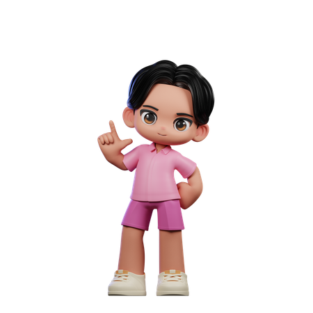 Cute Boy Giving Standing Pose  3D Illustration