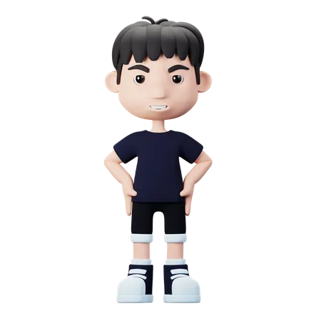 Cute boy giving standing pose  3D Illustration