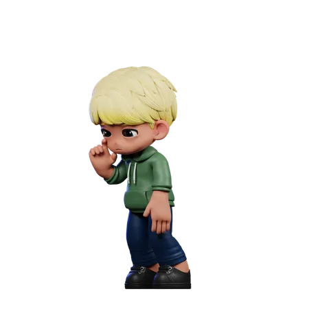 Cute Boy Giving Standing Sad Pose  3D Illustration
